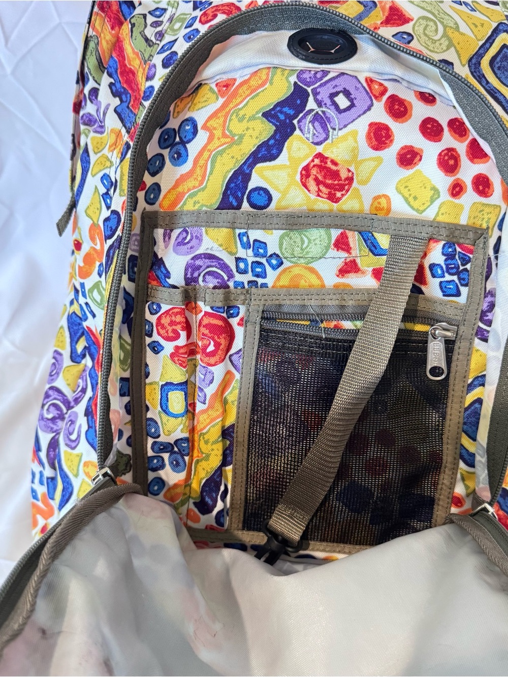 LL Bean Original Bookbag Backpack Multicolor Geometric Confetti Print School Bag - Picture 6 of 8